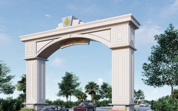 Grand arch entrance at the project gate